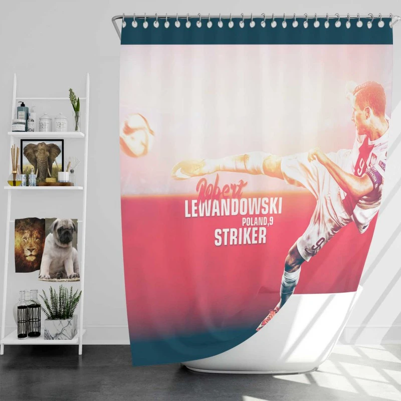 Robert Lewandowski Poland Striker Shower Curtain