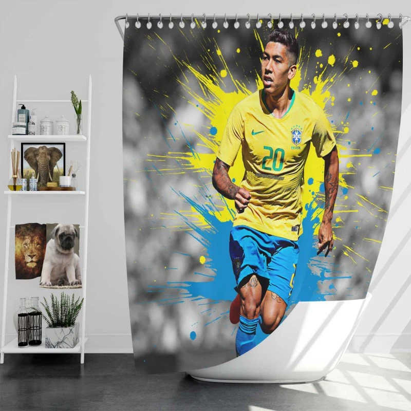 Roberto Firmino Fastidious Brazil Footballer Shower Curtain