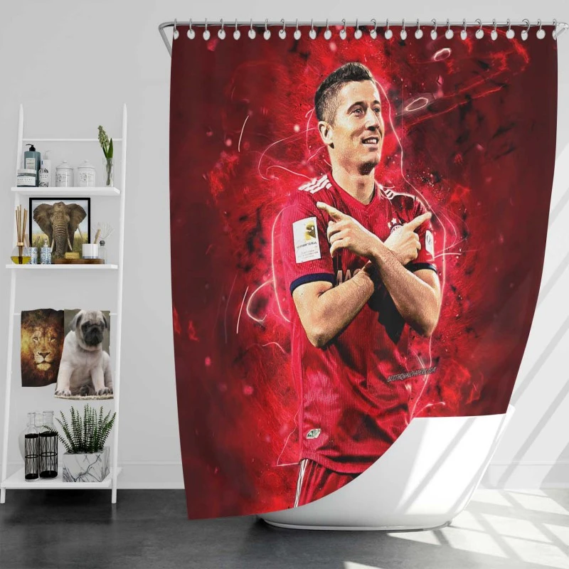 Robert Lewandowski Sports Player Shower Curtain