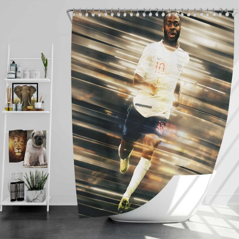 Raheem Sterling Inspirational English Football Shower Curtain