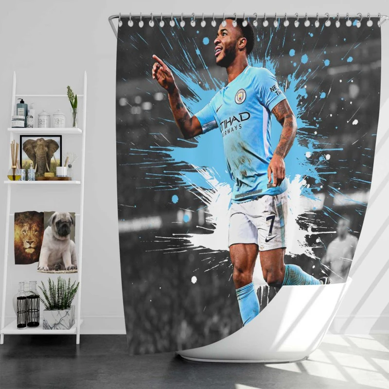 Outstanding Football Man City Raheem Sterling Shower Curtain