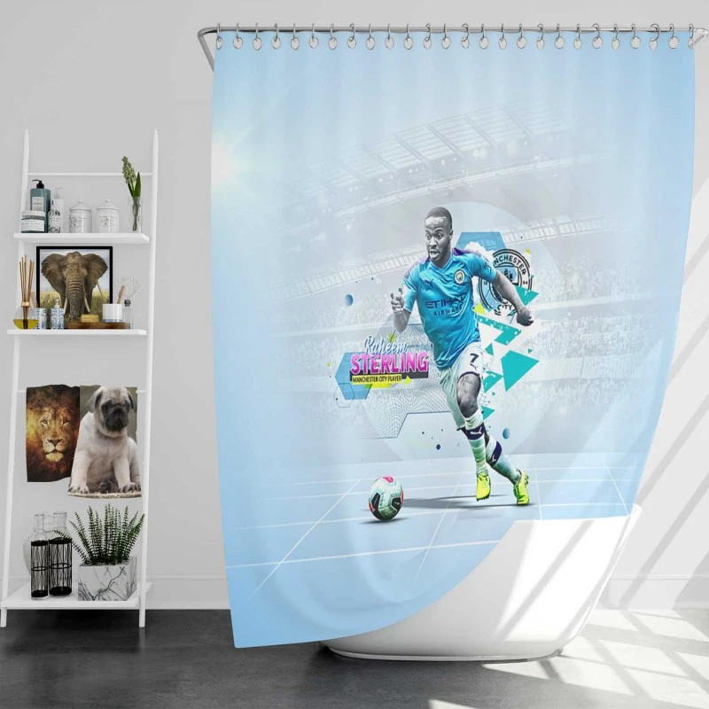Competitive Man City Footballer Raheem Sterling Shower Curtain
