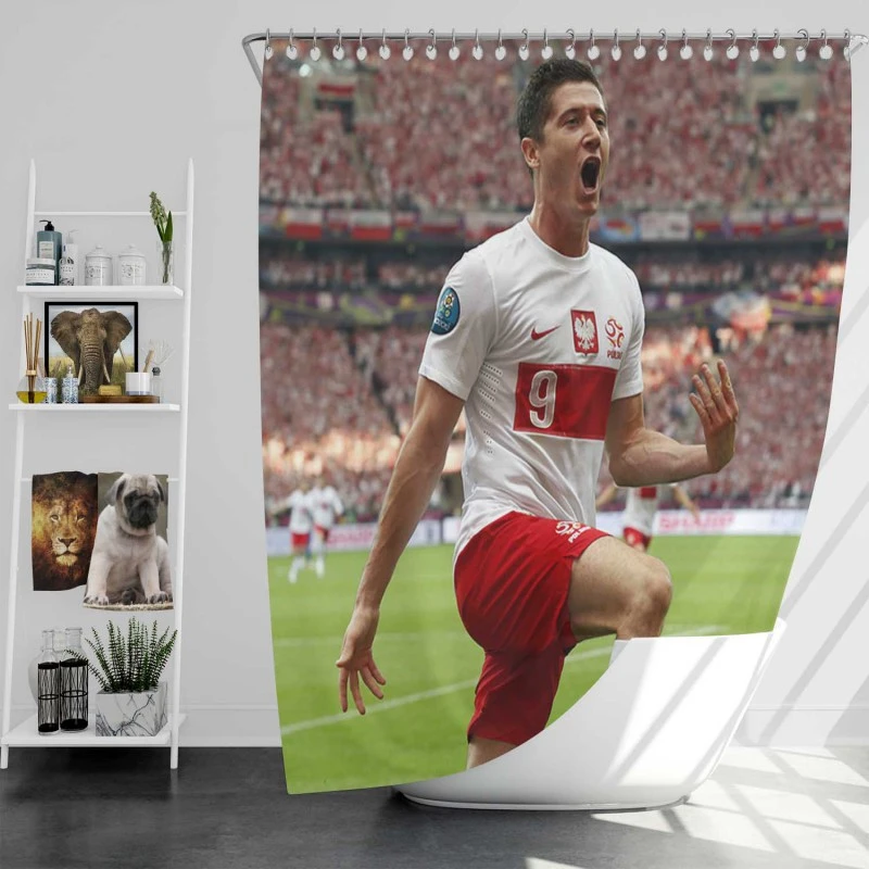 Robert Lewandowski Polish Footballer Shower Curtain