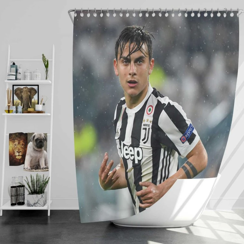 Determined Juve Footballer Player Paulo Dybala Shower Curtain