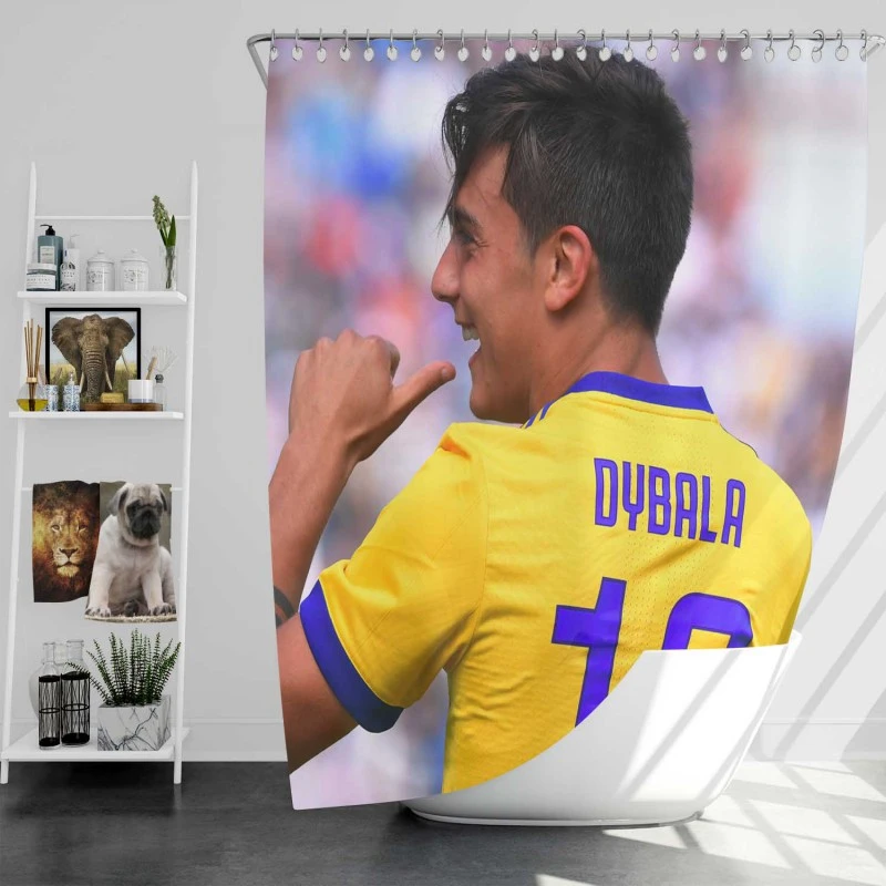 Paulo Dybala Confident Soccer Player Shower Curtain