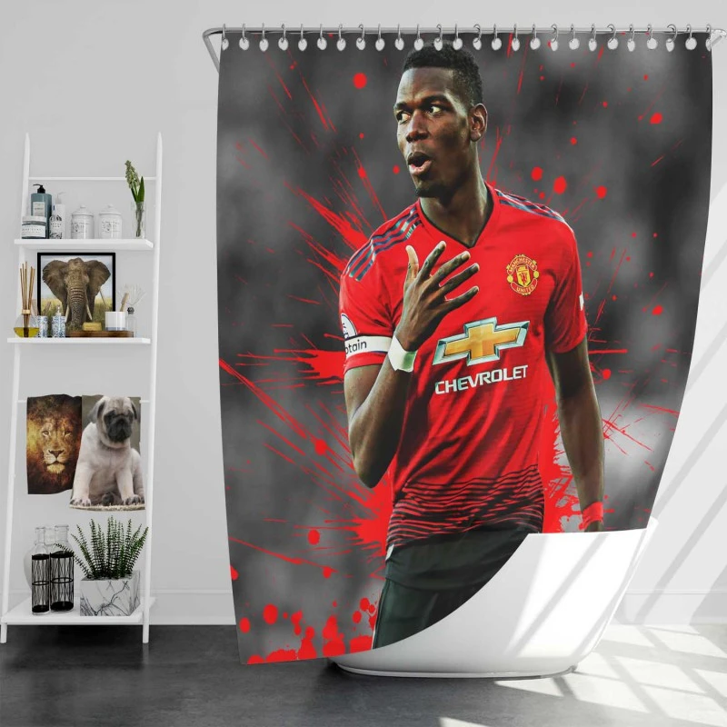 Extraordinary United Football Player Paul Pogba Shower Curtain