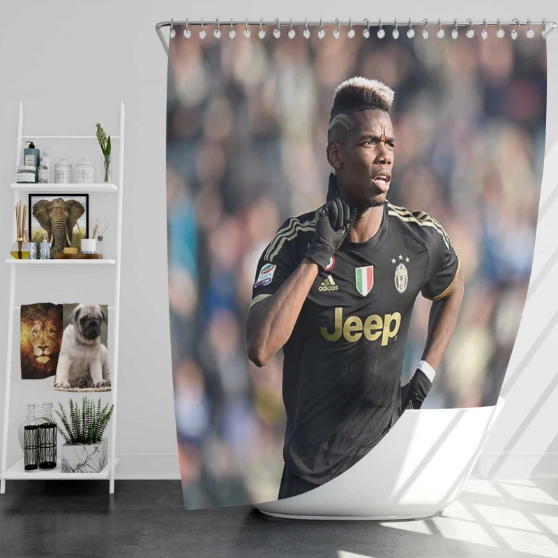 Paul Pogba Confident Juve Soccer Player Shower Curtain