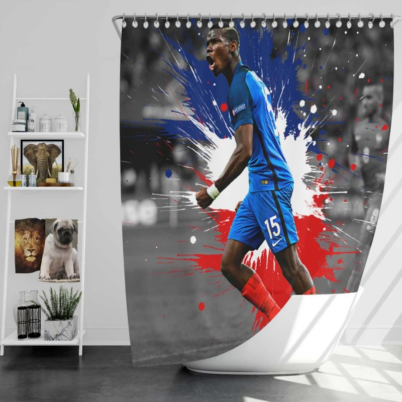 Paul Pogba Encouraging French Football Player Shower Curtain