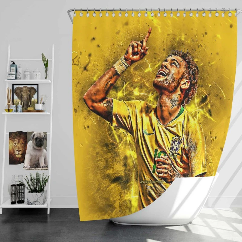 Hardworking Brazil Sports Player Neymar Shower Curtain