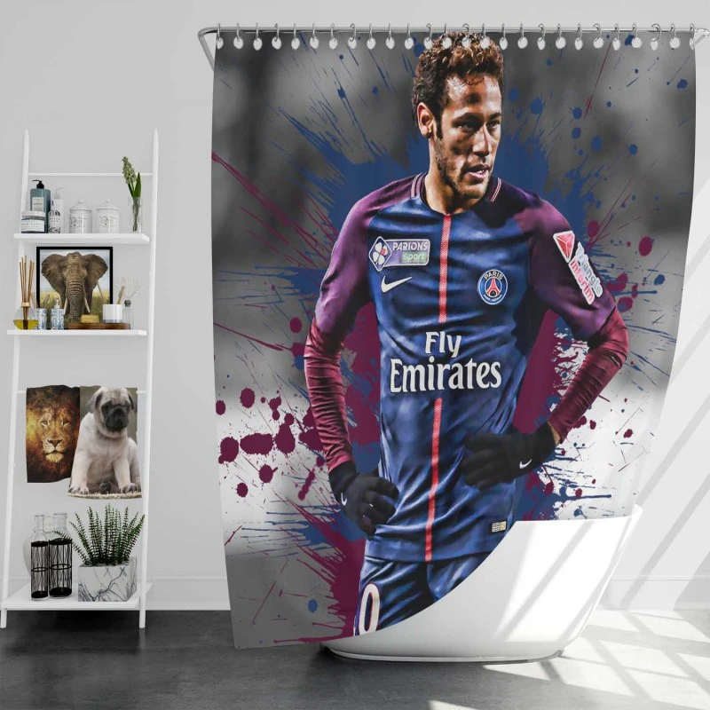 Hearty Psg Footballer Player Neymar Shower Curtain