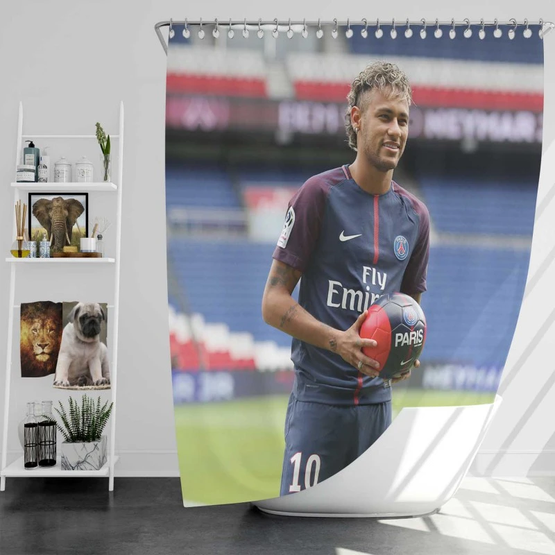 Neymar Jr Euphoric Psg Footballer Shower Curtain