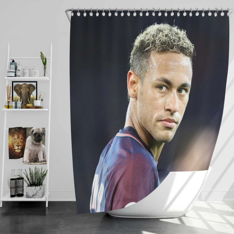 Neymar Enthusiastic Psg Sports Player Shower Curtain