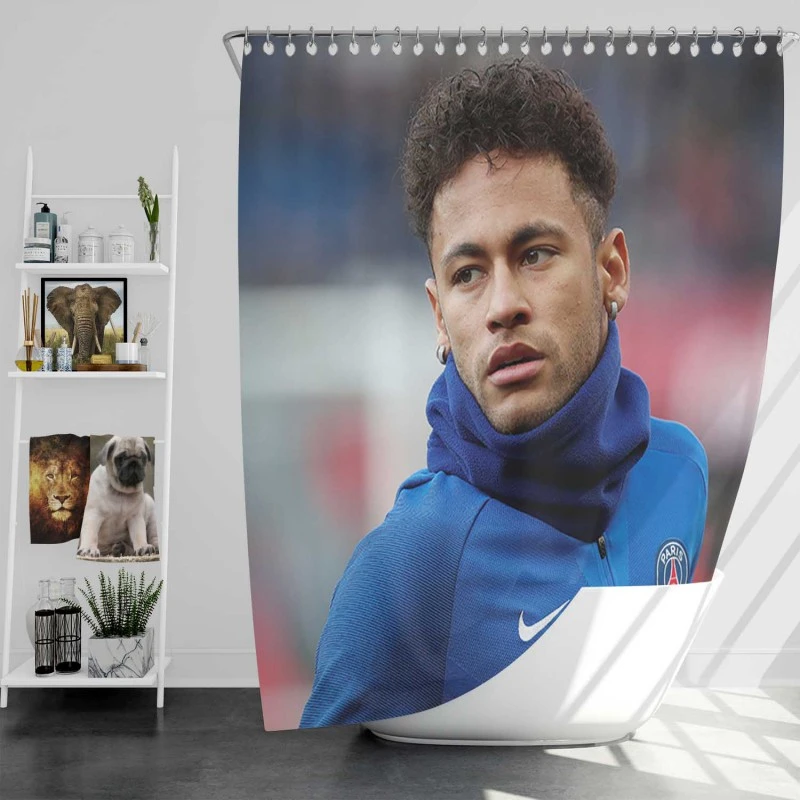 Neymar Jr Fastidious Psg Soccer Player Shower Curtain
