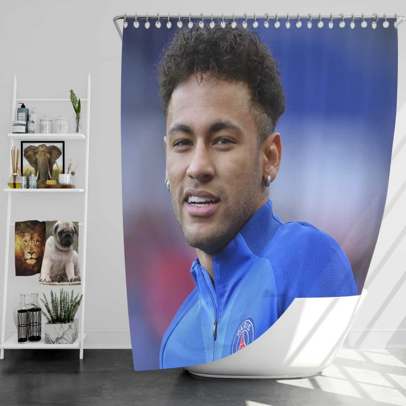 Extraordinary Psg Football Player Neymar Shower Curtain