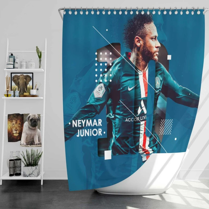 Neymar Jr Psg Soccer Player Shower Curtain
