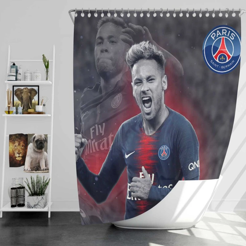 Energetic Psg Football Player Neymar Shower Curtain
