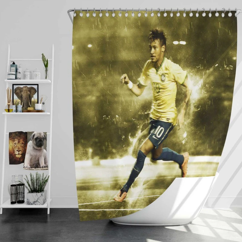 Fifa World Cup Footballer Neymar Shower Curtain