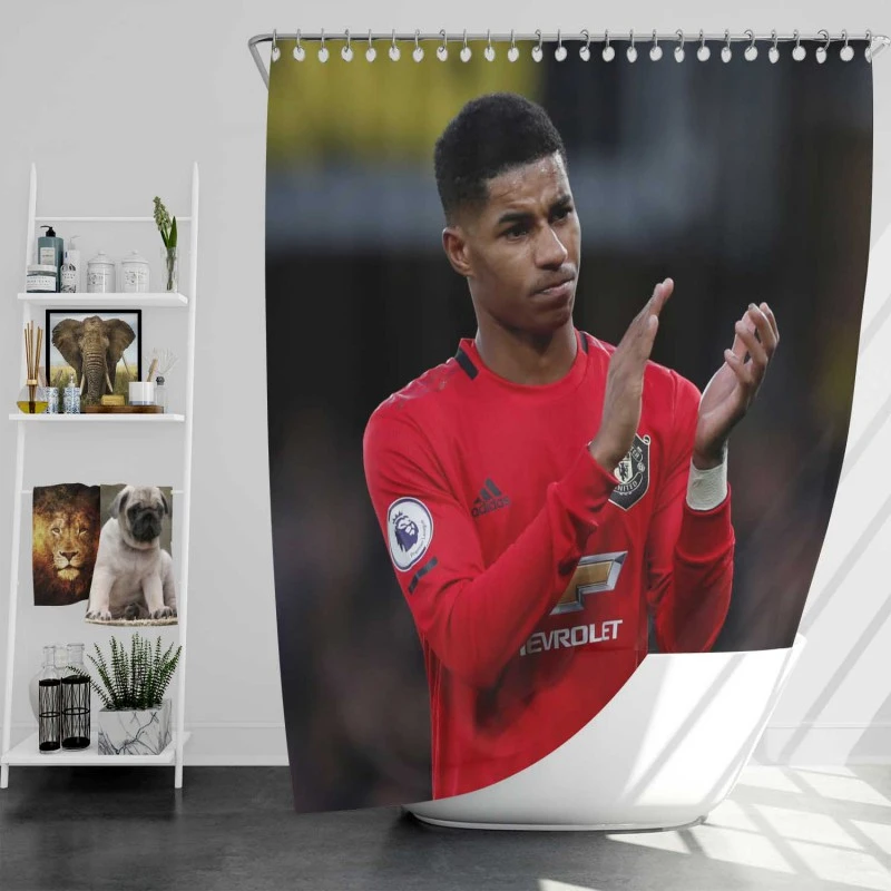 Competitive Football Player Marcus Rashford Shower Curtain