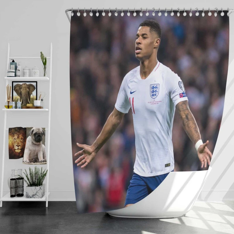 England Football Player Marcus Rashford Shower Curtain