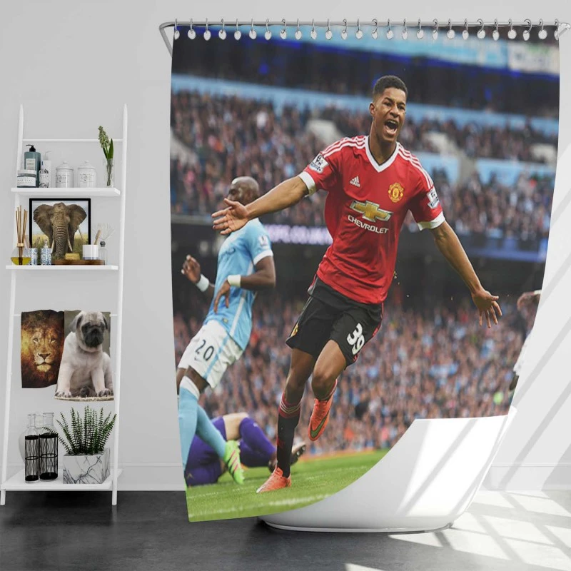 Ethical Football Player Marcus Rashford Shower Curtain