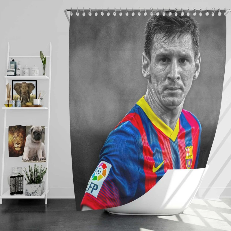 Confident Soccer Player Lionel Messi Shower Curtain