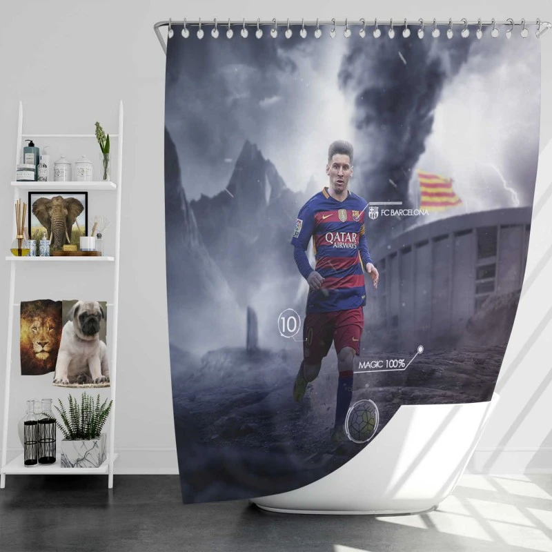Supercopa De Espana Lionel Messi Shower Curtain