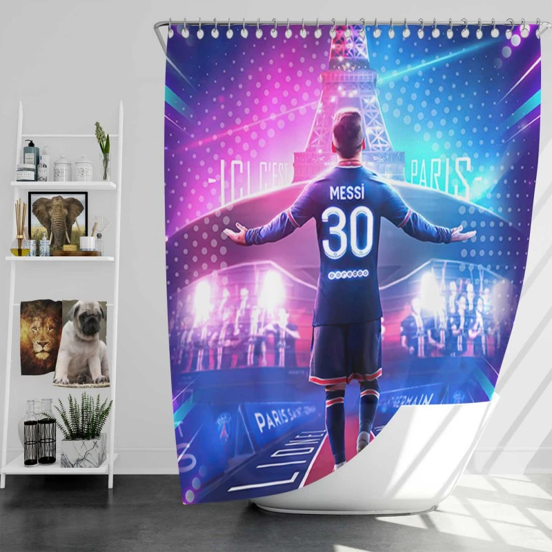 Focused Psg Football Player Lionel Messi Shower Curtain
