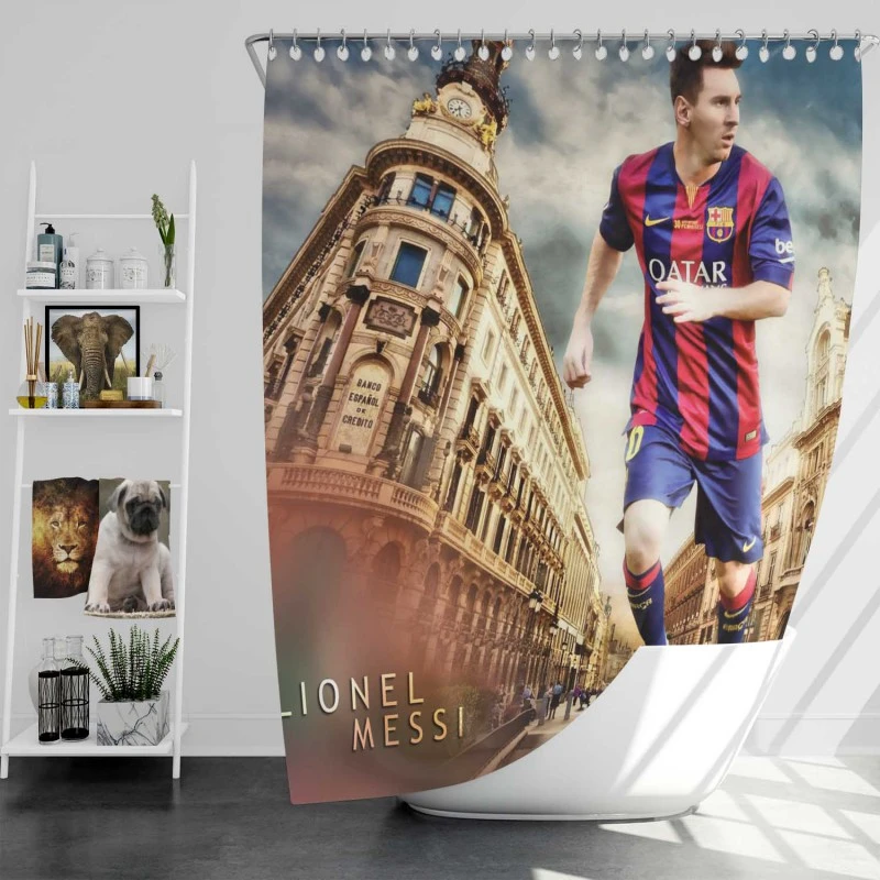 Lionel Messi Flexible Barca Football Player Shower Curtain