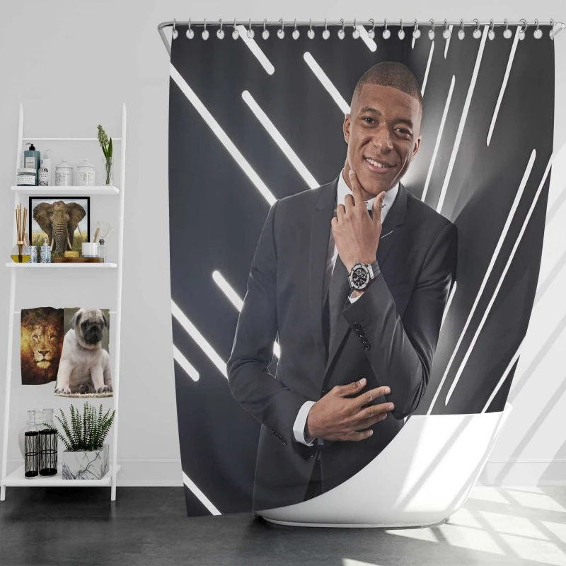 Sensational French Football Player Kylian Mbappe Lottin Shower Curtain
