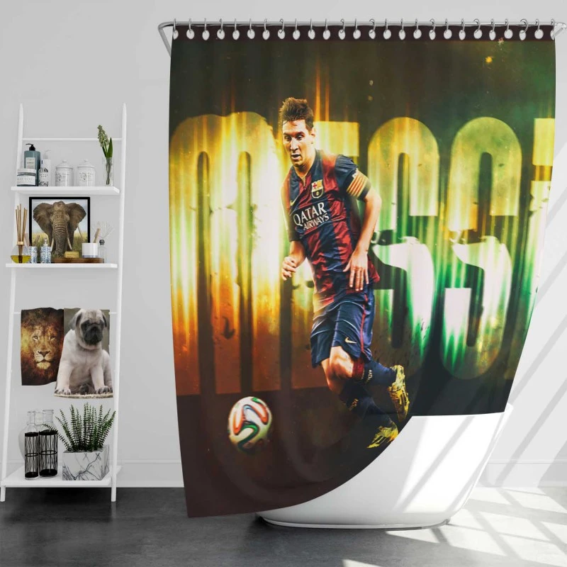 Football Player Barcelona Lionel Messi Shower Curtain
