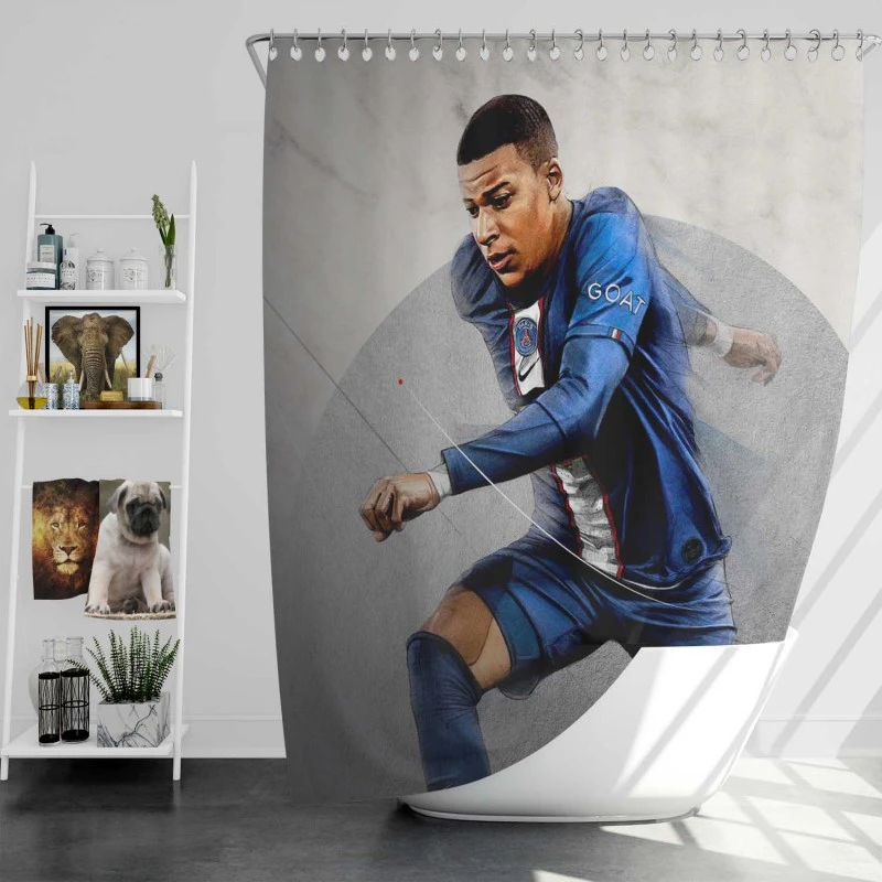 Fifa 23 Kylian Mbappe Psg Football Shower Curtain