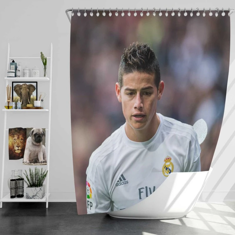 James Rodriguez Colombian Football Player On National Team Shower Curtain