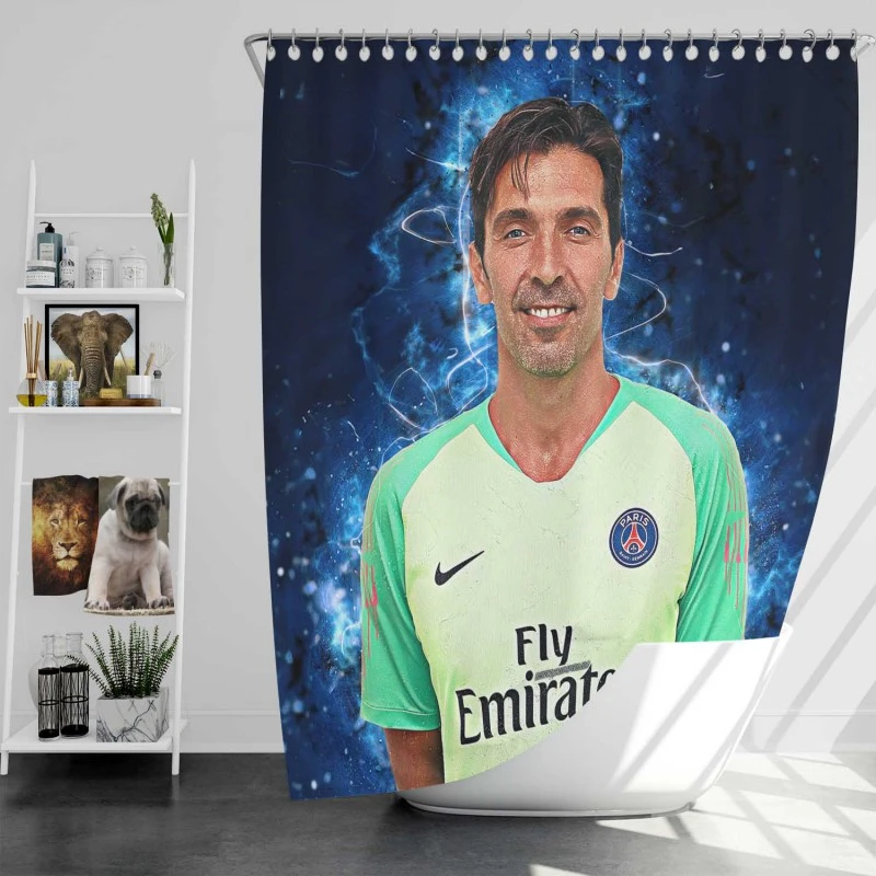 Gigi Buffon Exellelant Goalkeeper In Psg Shower Curtain