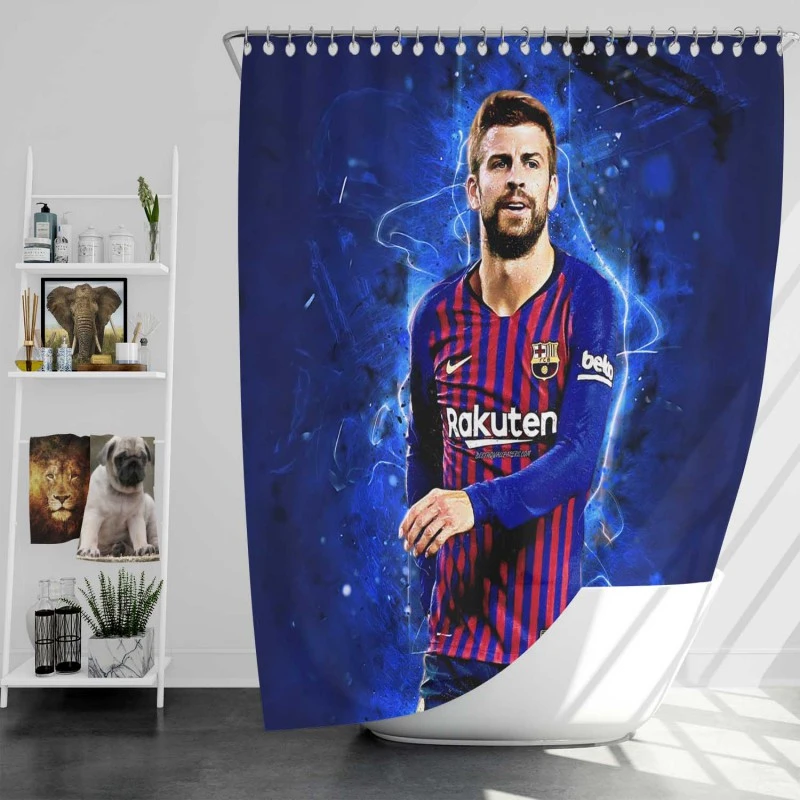 Gerard Pique Strong Barcelona Defend Football Player Shower Curtain