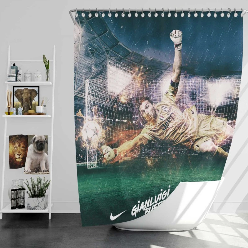 Gianluigi Buffon Exciting Juve Football Goalkeeper Shower Curtain