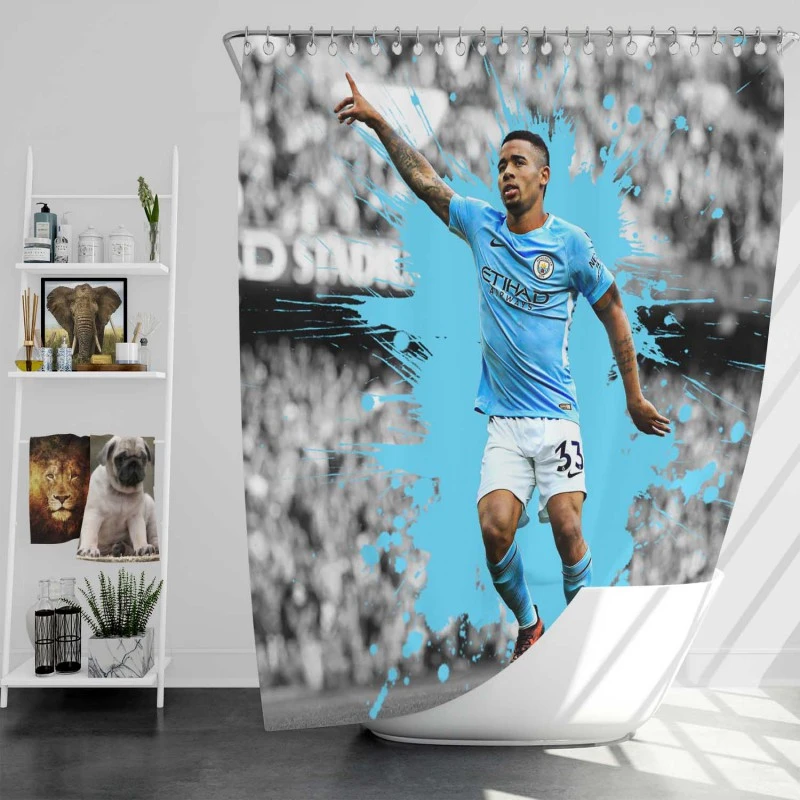 Gabriel Jesus Fa Cup Football Player Shower Curtain