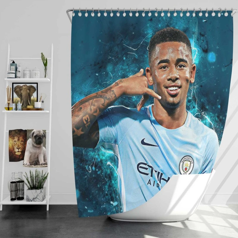 Gabriel Jesus Olympic Gold Medalist Football Player Shower Curtain