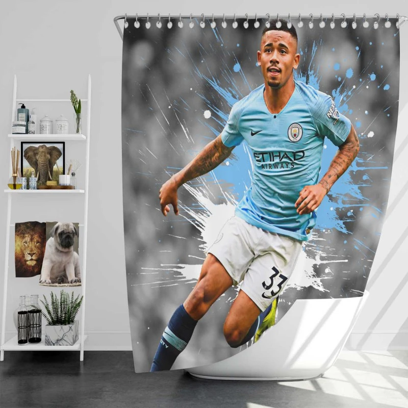 Gabriel Jesus Premier League Football Player Shower Curtain