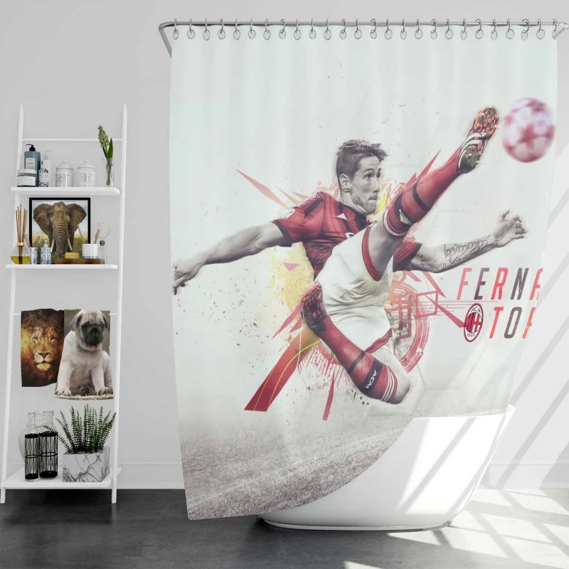 Fernando Torres Competitive Ac Milan Football Player Shower Curtain