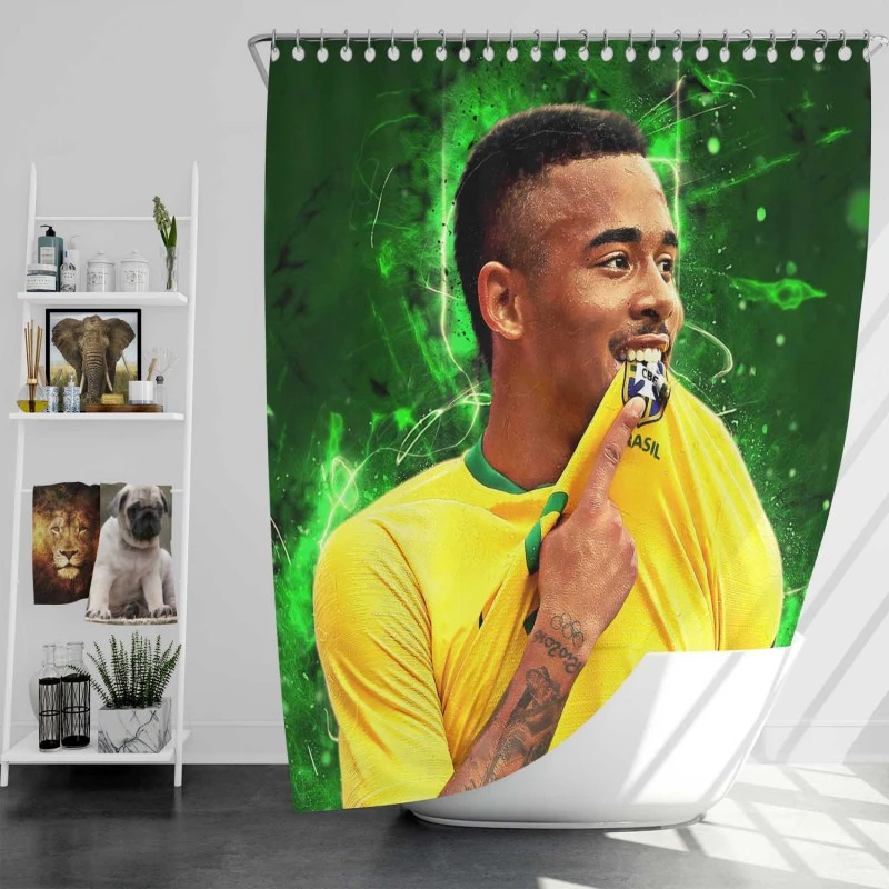 Gabriel Jesus Exciting Brazilian Forward Player Shower Curtain