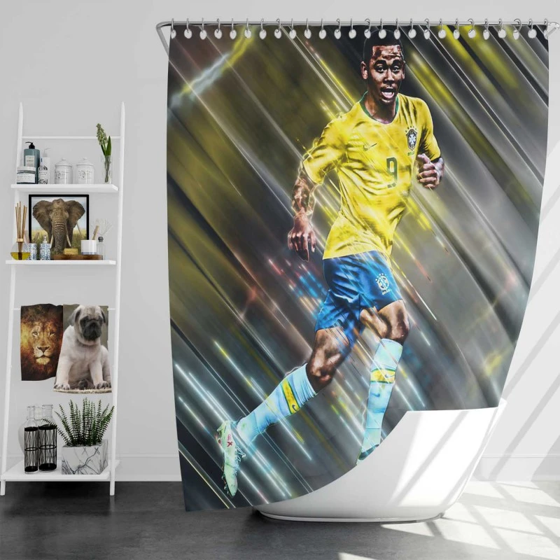 Gabriel Jesus Excellent Brazilian Forward Football Player Shower Curtain
