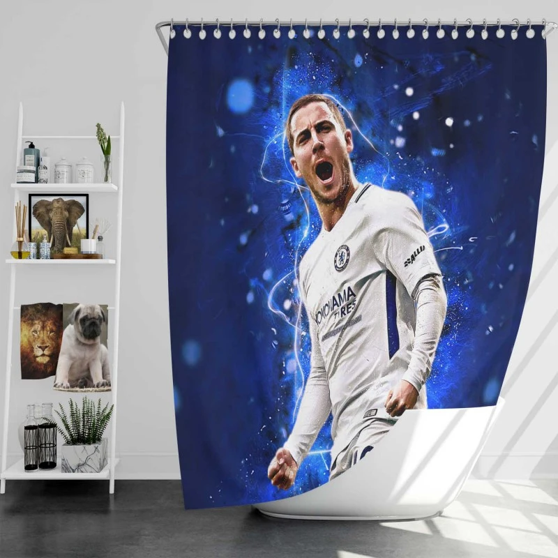 Eden Hazard In Chelsea White Jersey Shower Curtain