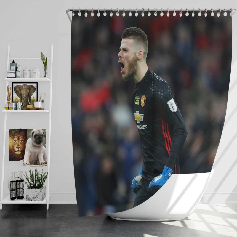 David De Gea In Black Jersey Shower Curtain