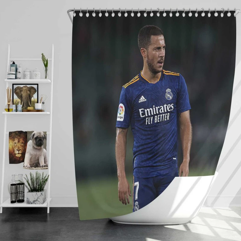 Eden Hazard In Real Madrid Blue Jersey Shower Curtain