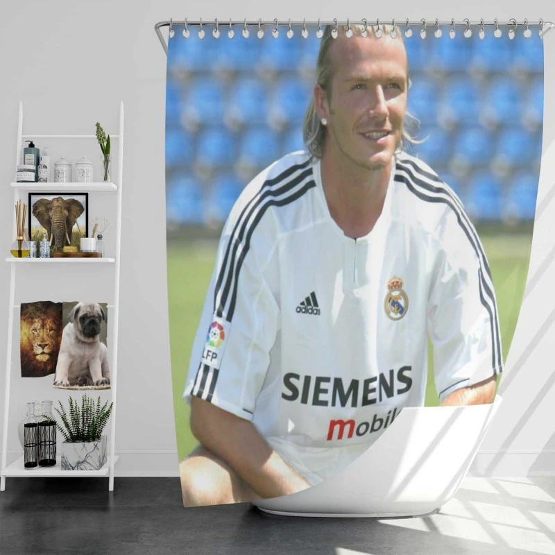Champions League Football Player David Beckham Shower Curtain