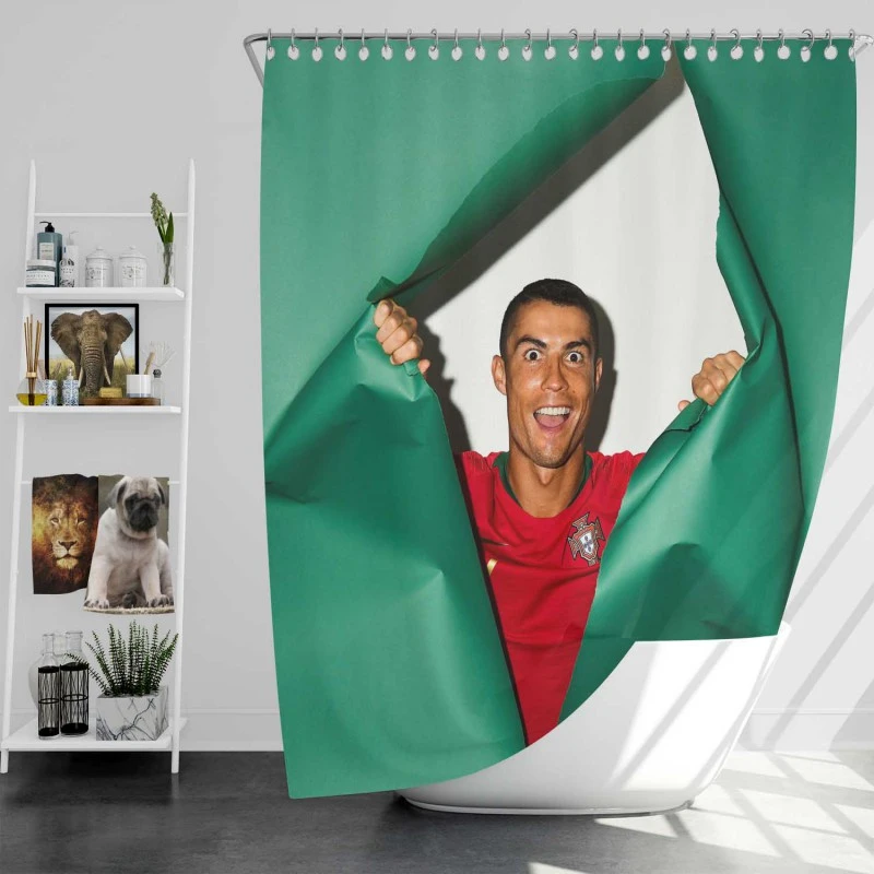Cristiano Ronaldo Mercurial Soccer Player Shower Curtain