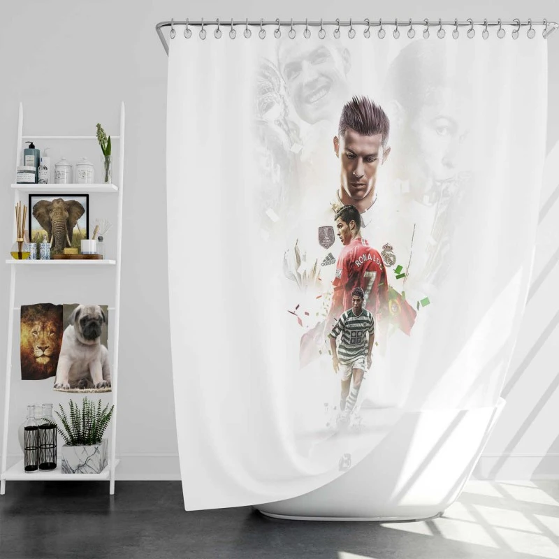 Four European Golden Shoes Winner Cristiano Ronaldo Shower Curtain