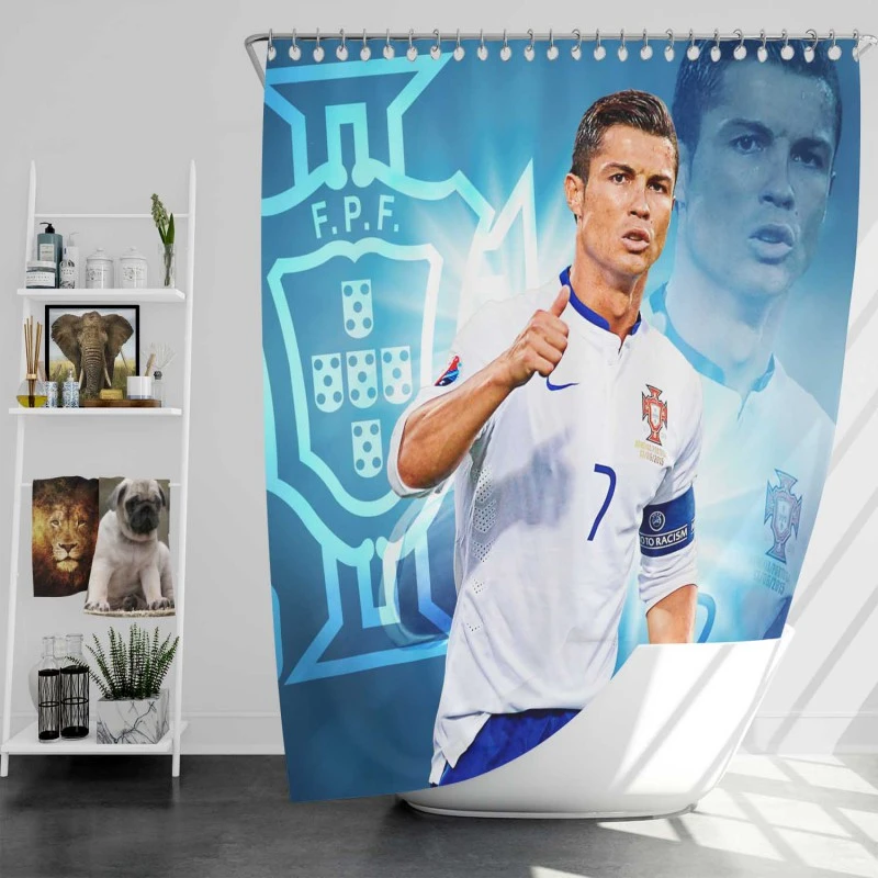 Cristiano Ronaldo Five Times Ballon D Or Awarded Player Shower Curtain