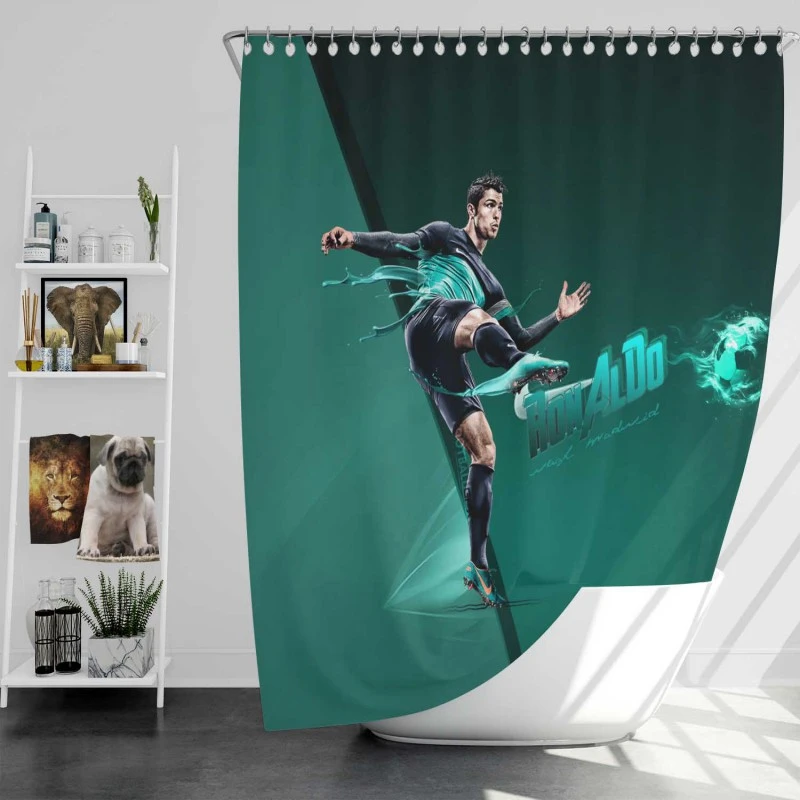 Cristiano Ronaldo Active Football Player Shower Curtain