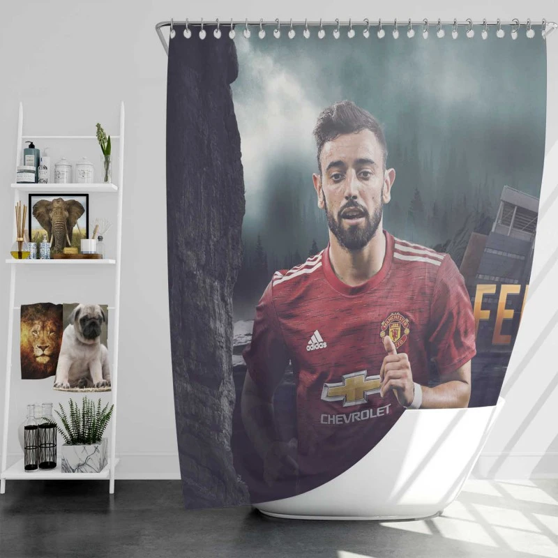 Bruno Fernandes Manchester United Midfield Football Player Shower Curtain